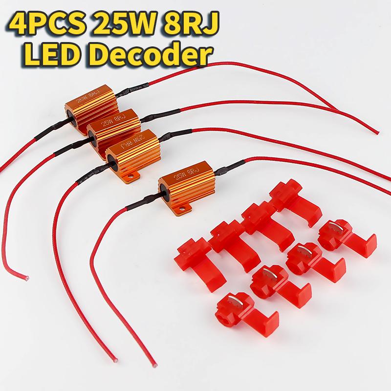 2/4 PCS 25W 50W Car LED Canbus Decoder 8ohm 6ohm Load Resistors for Automobile Turn Signal Lantern License Plate Lamp Resistance