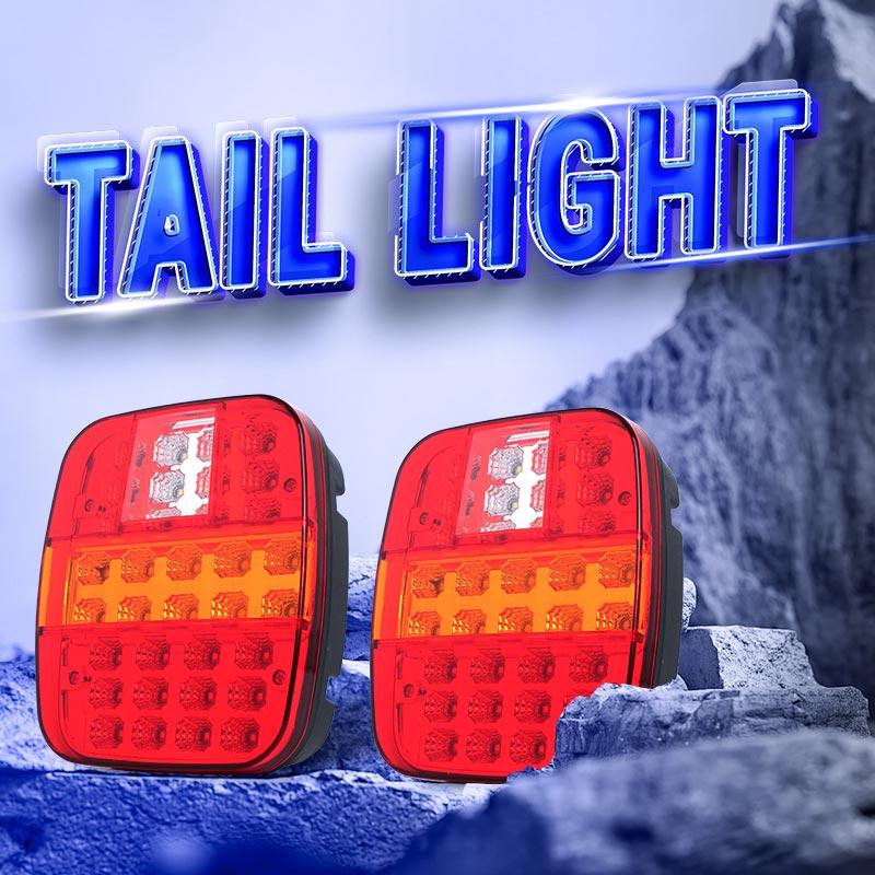 Square Trailer Tail Light 39led License Plate Lamp Driving Brake Stop  Stud Mount Turn Signals For Ford Jeep CJ YJ JK Wrangler