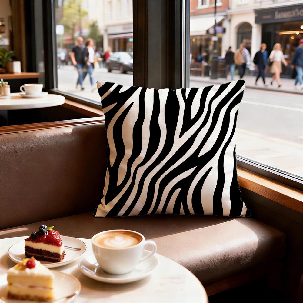 Zebra Texture Cushion Cover Set of Decorative Short Plush Pillow Covers for Sofa Soft Cushion Case x cm