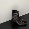 Martin boots short boots pointed black short boots women's spring season explosion high heel thick heel fashion French