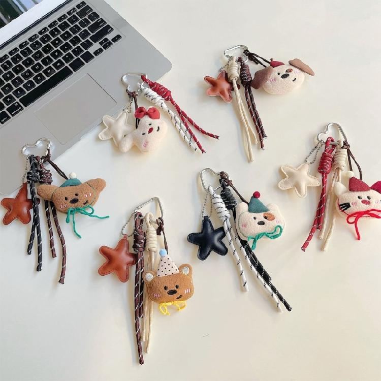 Delightful Plush Bear Bag Charm Cartoon Keychains For Women and Girls Stylish Bag Pendant Cute Car Accessories Decors