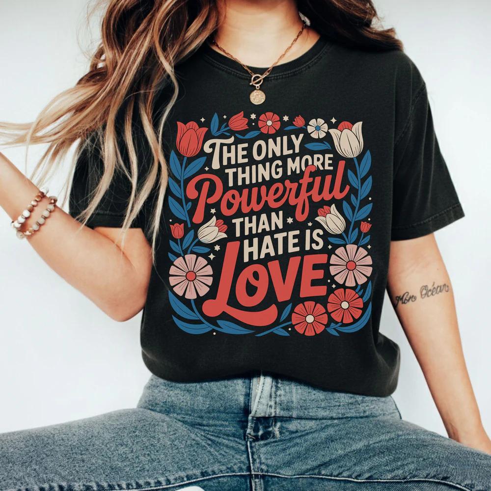 2026 Summer Womens Floral Positive Quote Print TShirt Unisex Cotton and Breathable Short Sleeve Oversized Loose Casual S