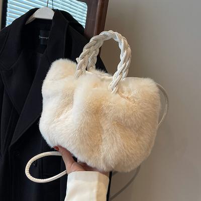 Handbag Bag Women's Autumn and Winter New 2025 Pleated Cloud Bag Premium Plush Bag Shoulder Messenger Bag