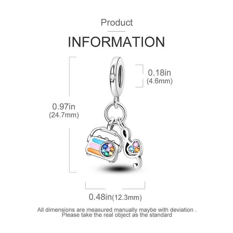 Charms Original Copper Color Zircon Stone Radio Pendant Beads Fit Bracelet Women Jewelry Diy Fine Gift Accessory
