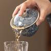 Kiln Tea Set Blue and White Porcelain Cover Bowl Retro Tea Bowl Anti-scalding Hand-made Tea Flower Sancai Cover Bowl