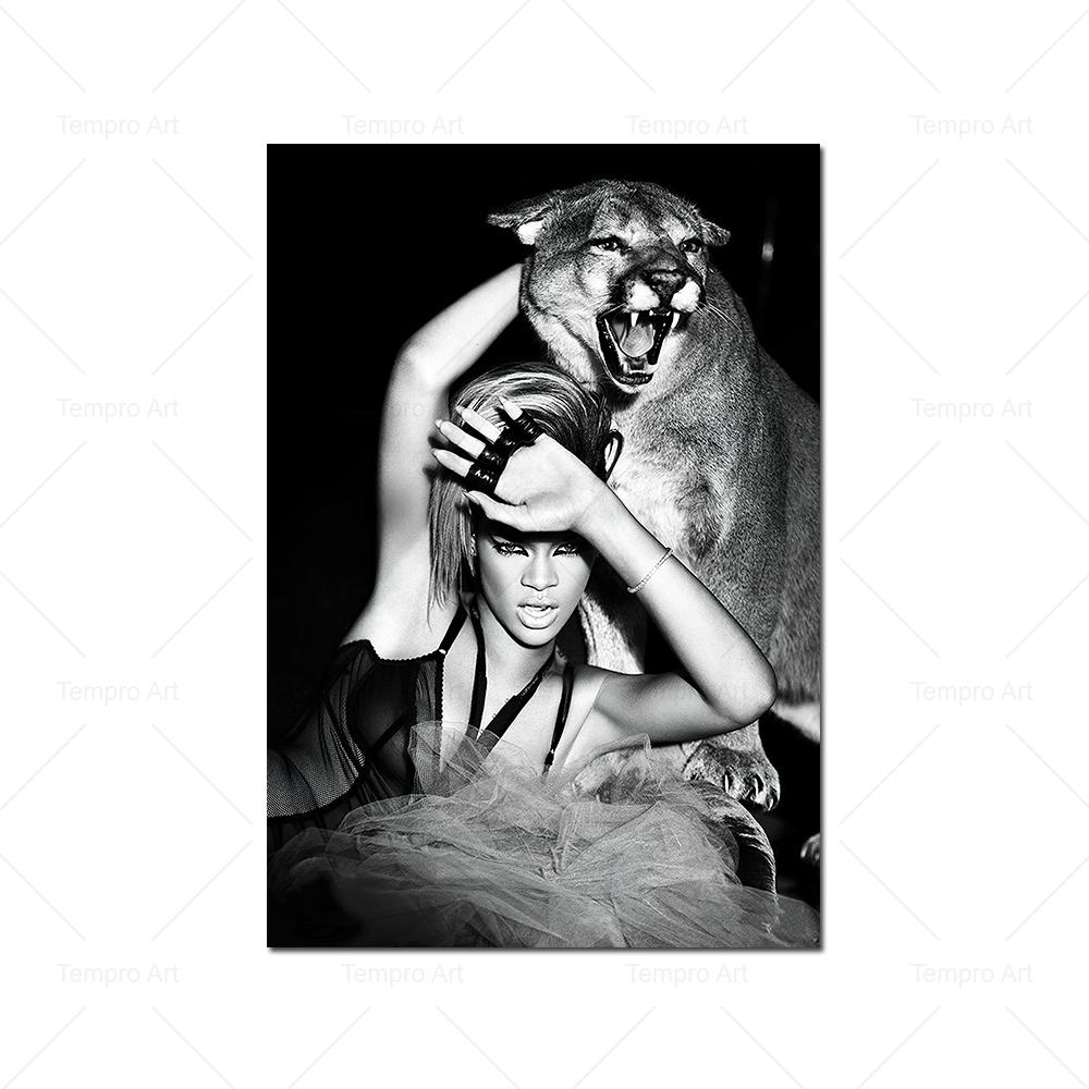 Fashion Star Dog Leopard Magazine Poster Black White Nordic Wall Art Pictures Canvas Painting Prints Living Room Home Decoration