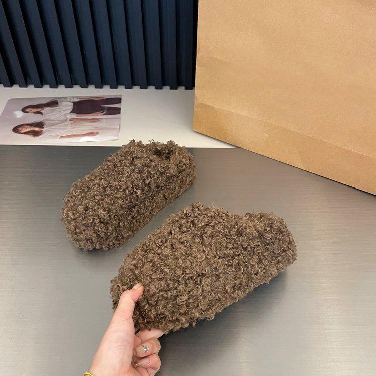 

Плюшевые тапочки для женщин с закрытым носком, меховые шлепанцы на повседневной платформе, пантофли, новая обувь 39EU/CN40