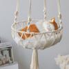 Bohemian Woven Cat Nest Hammock with European Mesh Pocket Summer Pendant Cat Hammock Swing Hanging Pet Bed for Cats