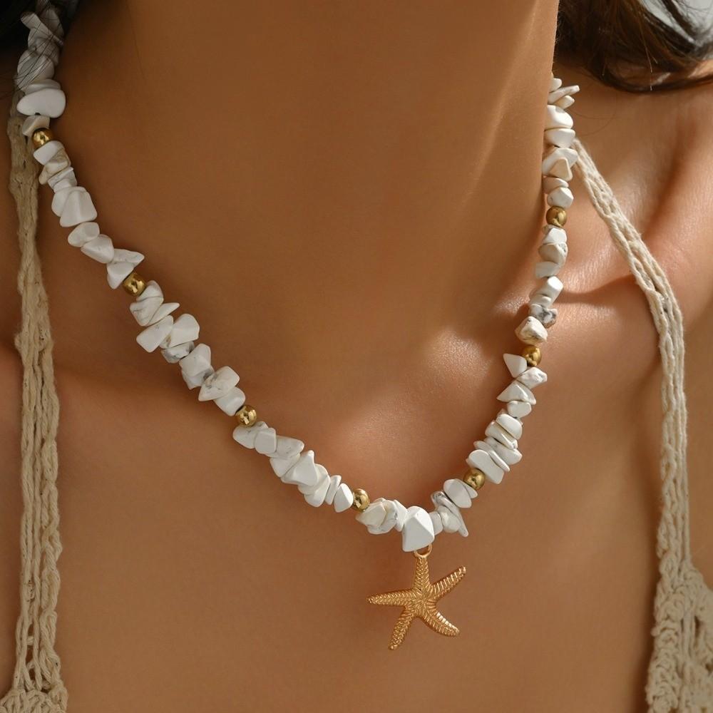 Boho Starfish Shells Necklace Elegant Tassel Clavicle Chain Fashion Charm Choker