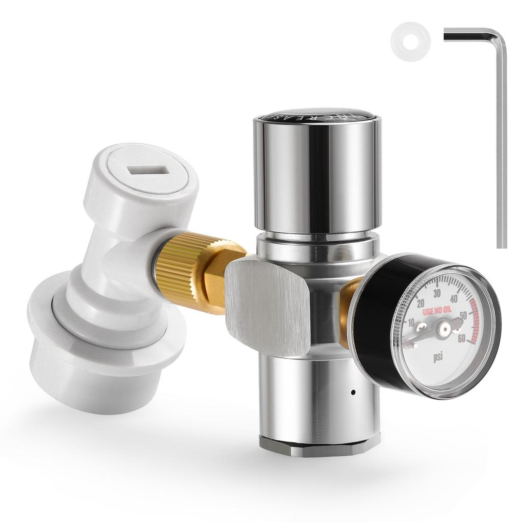 Beer Keg Co2 Charger,0-60PSI Mini Co2 Regulator,Portable Co2 Dispenser With Ball Lock Quick Disconnect For Home Brewing Beer Keg