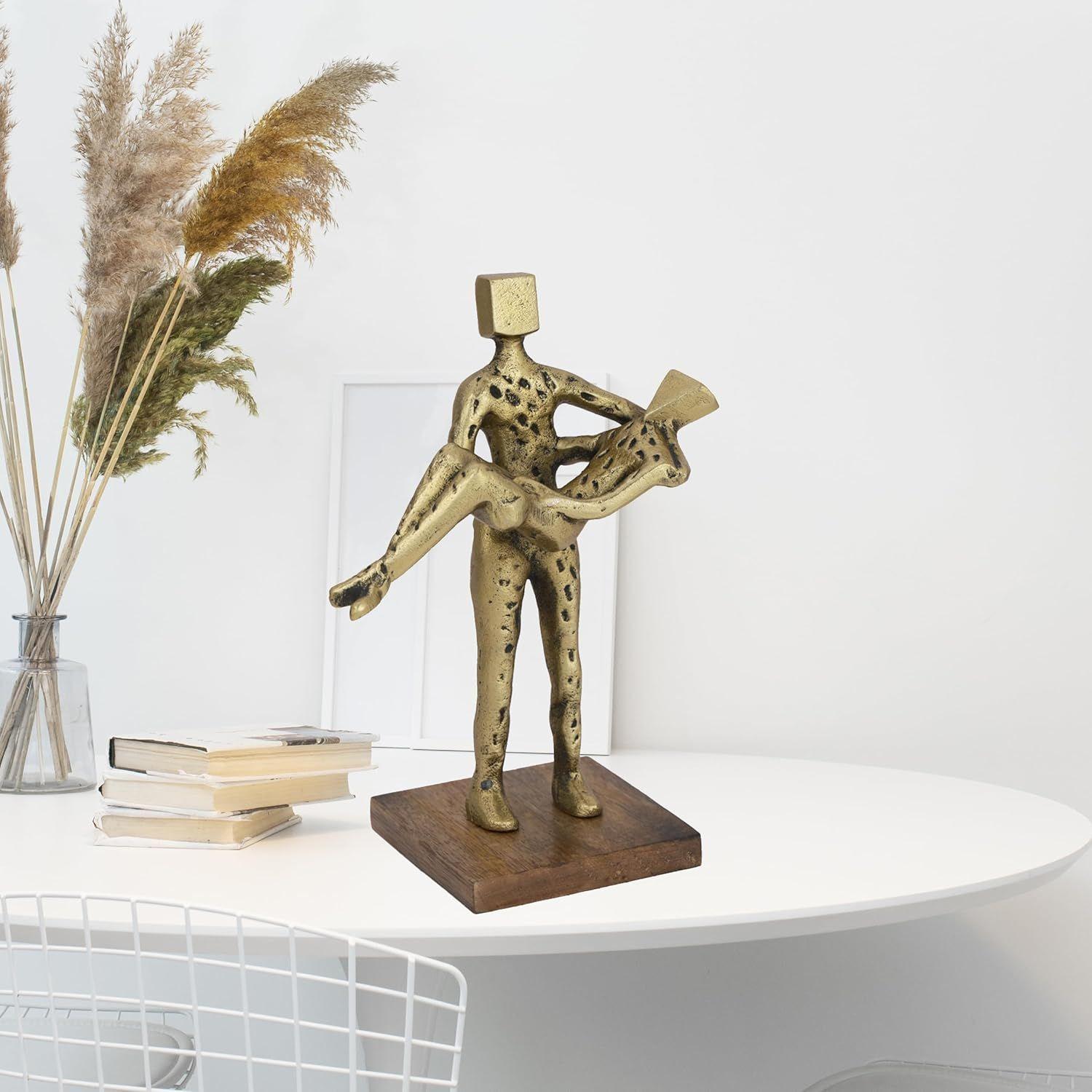 

Античная элегантность Золотой алюминий Ручная работа Скульптура Настольные артефакты Предметы для украшения дома Гостиная