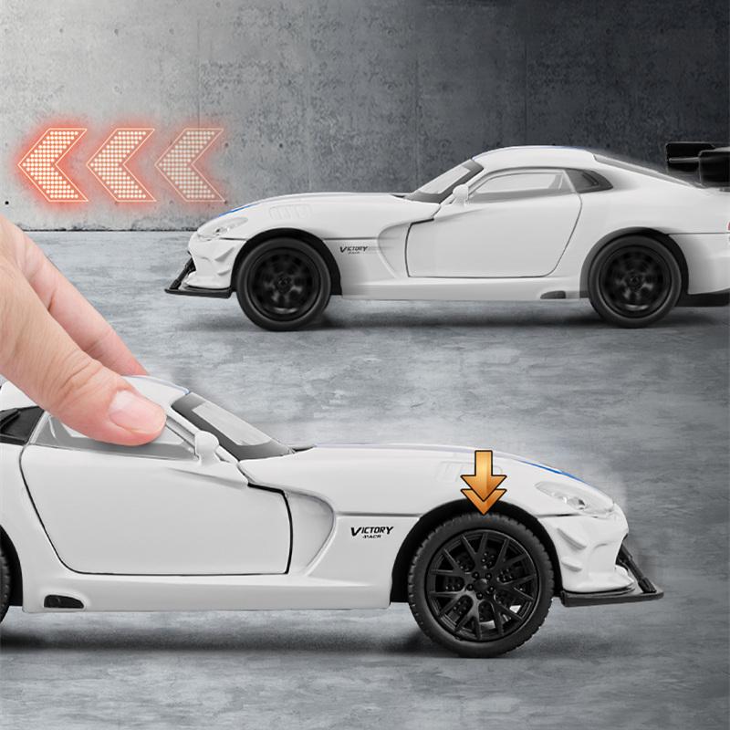 1/32 Dodge Viper ACR SRT Alloy Sports Car Model Diecasts Metal Track Racing Vehicles Car Model Sound Light Simulation Kids Gifts
