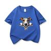 Kids Cotton T Shirt Adorable Whippet Dog Zipper Print Crew Neck Short Sleeve Tee Casual Breathable Boys Girls Summer Tops