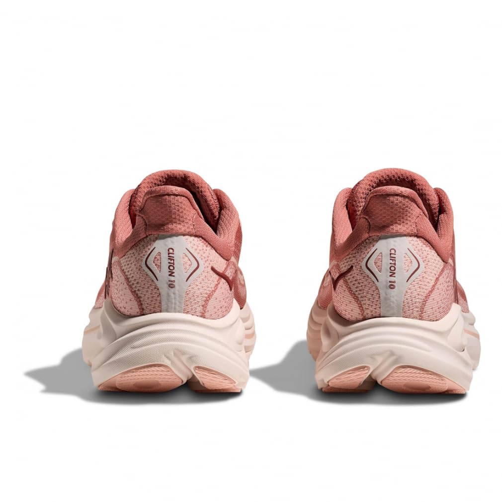 HOKA Clifton 10 Wide Running Size Salmon Pink X Greyish Pink Women's Shoes, 25.0,