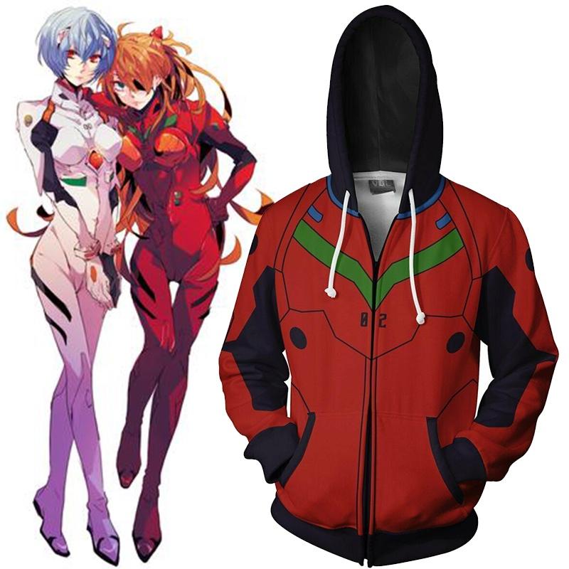 Evangelion Asuka Langley Soryu Cosplay Costume Anime Hoodie Zipper Sweat Jacket