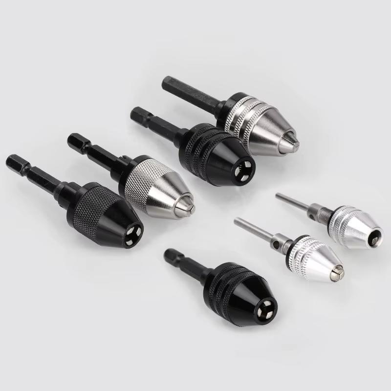 CMCP Keyless Drill Chuck 0.3-3.4/6.5/8mm Self-Tighten Electric Drill Bits Collet Fixture 1/4" Hex Shank Quick Change Converter Tire Chucks 1
