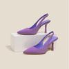 Spring Summer Fashion Solid Flock Thin High Heel Ankle Slingbacks Elastic Band Slip-On Career Party Dress Pumps 35-42