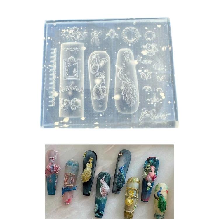 3D Embossed Traditional Chinese Emboss Silicone Mold For Nail Art Enthusiasts Reusable DIY Nail Decoration Tool