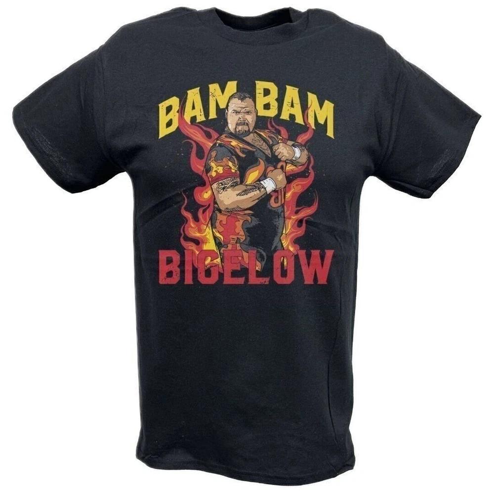 Bam Bam Bigelow Flames Black Tshirt M