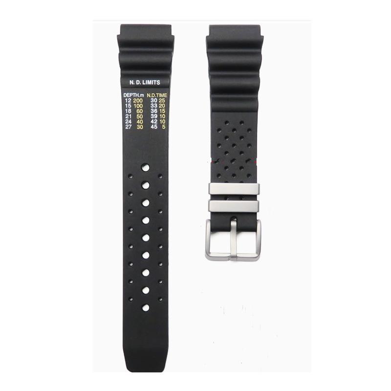 Seiko Diver ND-Compatible Black Rubber Silicone Watch Strap (20/22/24mm)