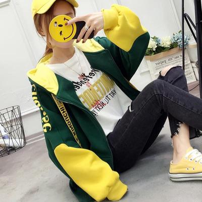 Wild Large Size Langarm Warm Kapuzenoberteil Herbst und Winter Pullover Baumwolle Damen Sweatshirt