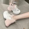 8.5CM High Heels Chunky Mixed Colors Sneakers New Summer Women Platform Sports Breathable Mesh Woman Lace-up Thick Bottom Shoes