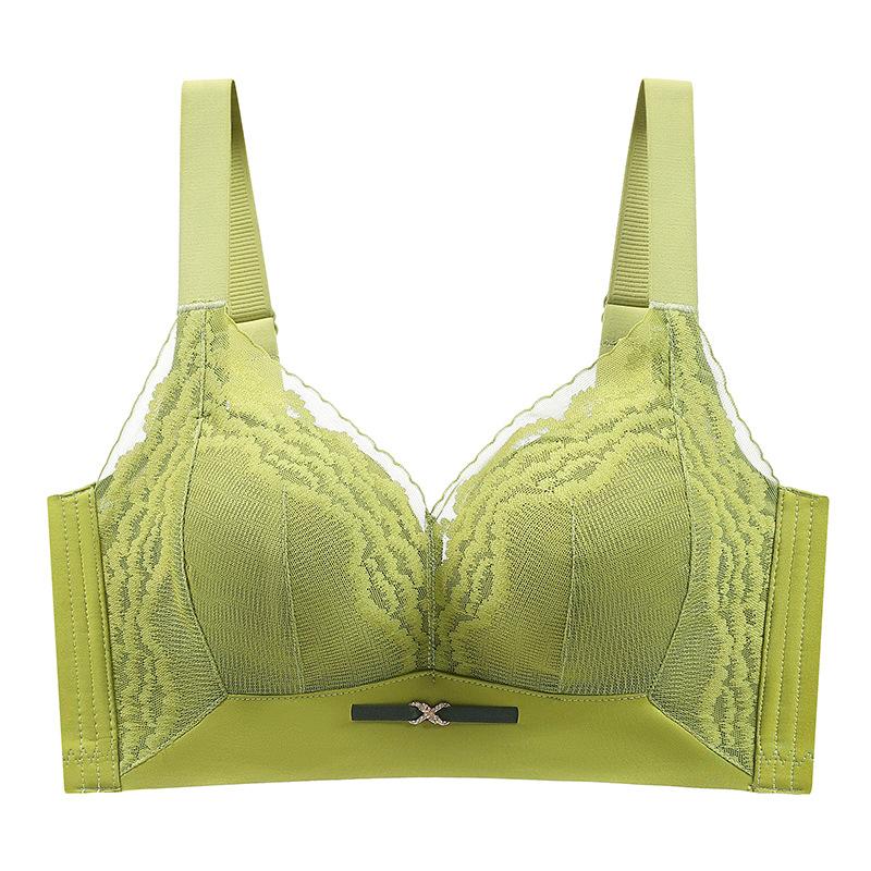 

No steel ring, double breasts, anti-sagging adjustment type, annual explosion flat chest special bra 32/70ab thick cup (recommended 40-45kg ) зелёный