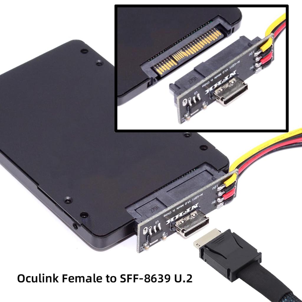 NFHK Oculink Female to NVME PCIe SSD Adapter for Motherboards SFF-8611 U.2 U.3 SFF-8639 PCI-Express