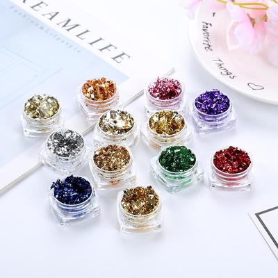 DIY Crystal Epoxy Resin Jewelry Filler Kit: 12 Colors Crushed Gold & Silver Foil (3ml)