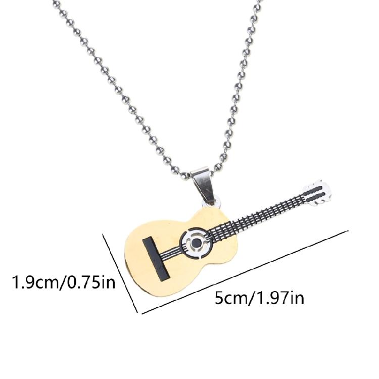 Men's Women's Guitar Pendant with Chain Hip Hop Music Style Pendant Jewelry