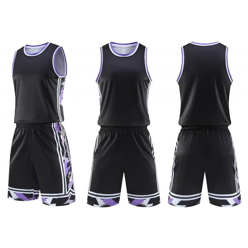 

Подростковый быстросохнущий дышащий летний баскетбольный спортивный комплект - мужская тренировочная форма без рукавов 5XL чёрный