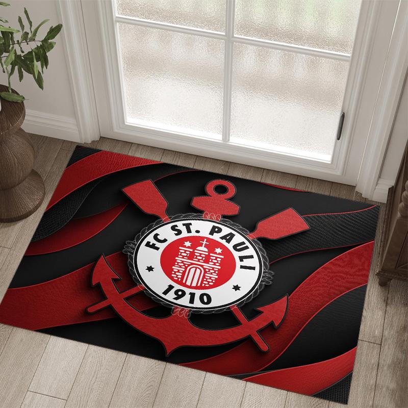 FC St. Pauli Football Design Crystal Velvet Carpet Cozy Non?Slip Printed Rug For Bedroom Living Room Entrance