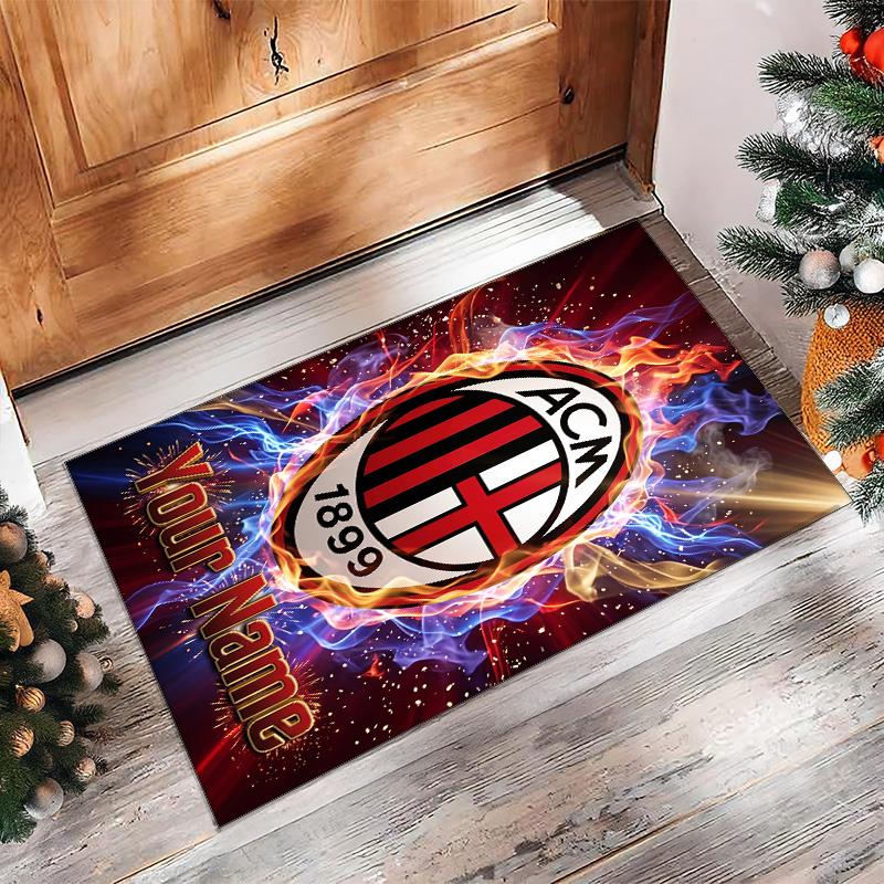 AC Milan Printed Crystal Velvet Rug Non‑Slip Crystal Velvet Carpet For Sofa Bedroom Indoor Home Decoration