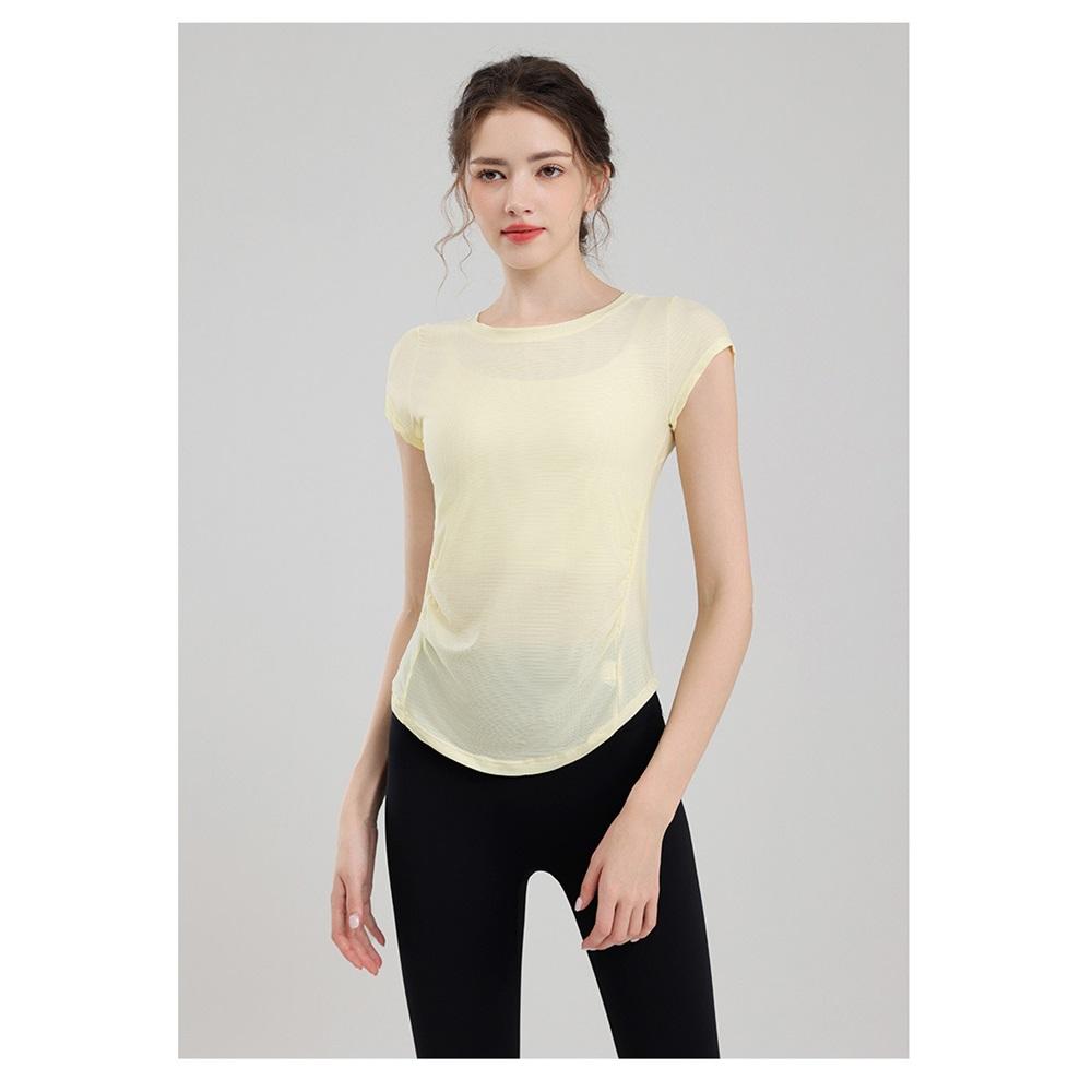 Sports Short Sleeved Women's Summer Thin Loose Mesh Pilates Yoga Hoodie Top Quick Drying Fitness Running T-shirt
