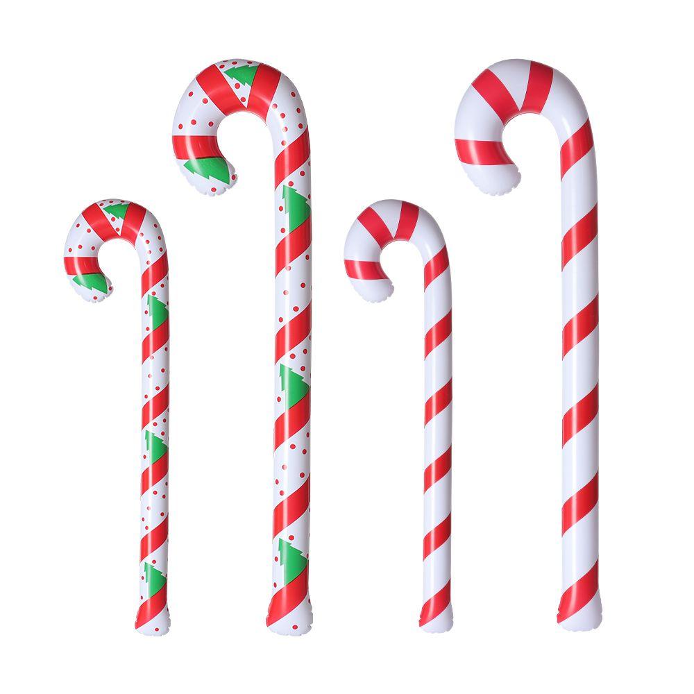 Christmas Decoration Inflatable Toys Christmas Candy Cane Santa Claus Walking Stick Crutch Balloons