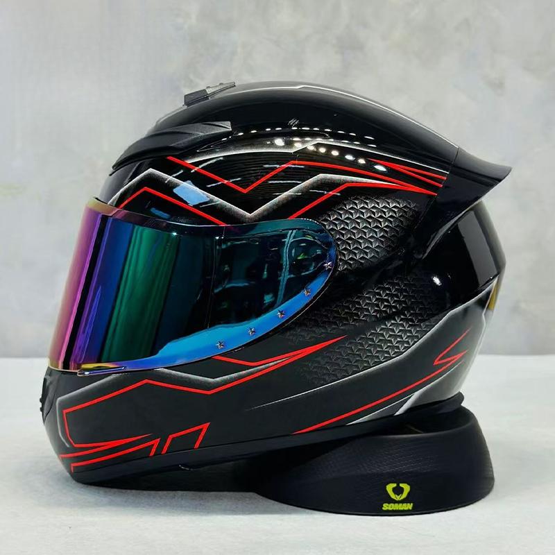 High-Definition Graphic Dynamic Dual R Full Face Motorcycle Helmet for Men Women City Commuting with Unique Artistic Designs