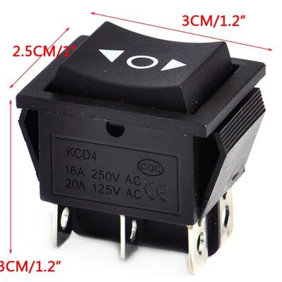 2Pcs Kcd4 Marine Switch Preto Rocker Power Switch Interruptor de reinicialização bidirecional 16A / 250V / 20A / 125V Alta corrente Todos os pés de cobre