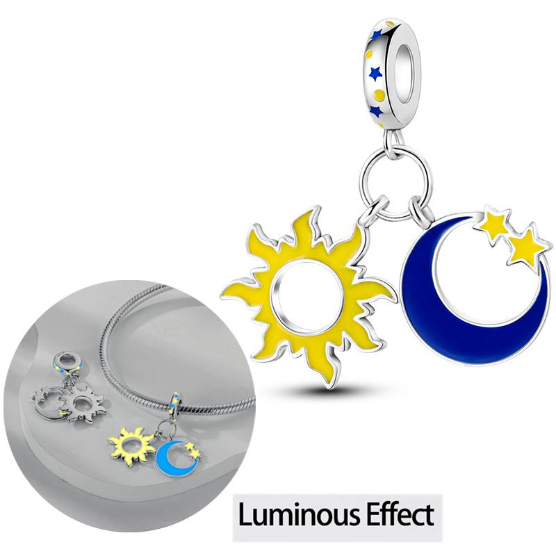 Twelve Constellations Star Sign Copper Vintage Zodiac Beads Fluorescent Charms Fit Original Bracelet