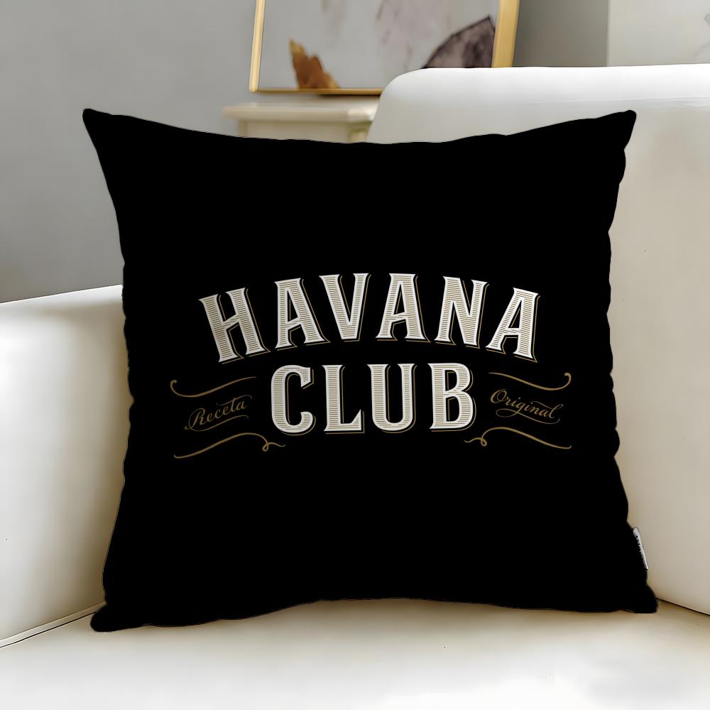 Classic Beverage Brand Havana Club Cushion Cover Soft  EasyWash Pillow Case  Versatile for Couch Bed Travel and Office