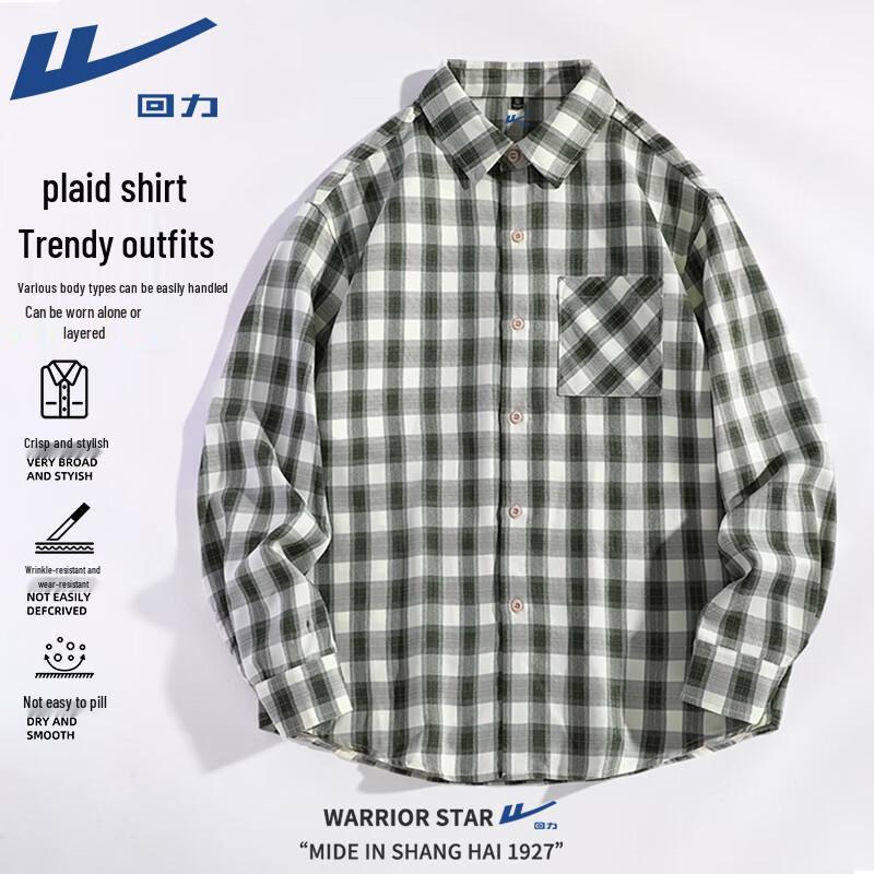 Warrior Men s Retro Plaid Flannel Long Sleeve Shirt 3XL