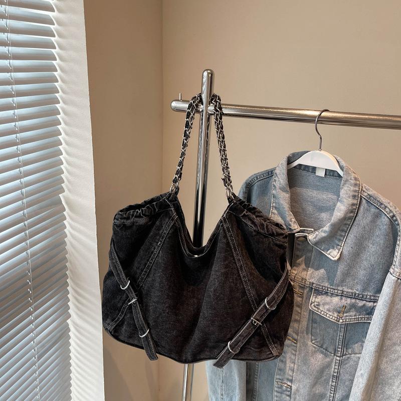 Denim Tote Bag Simple Casual Fashion Messenger Bag Korean Version Large Capacity Shoulder Bag Women's New Armpit Bag