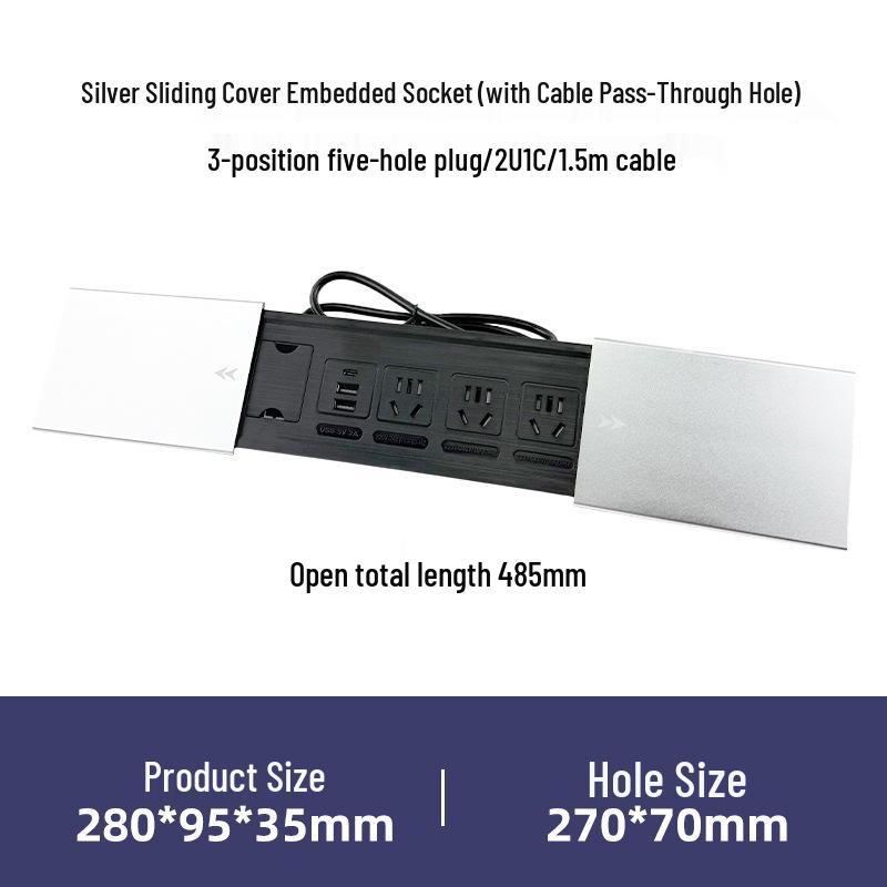 Office Desktop Sliding Cover USB Network Socket Power Strip