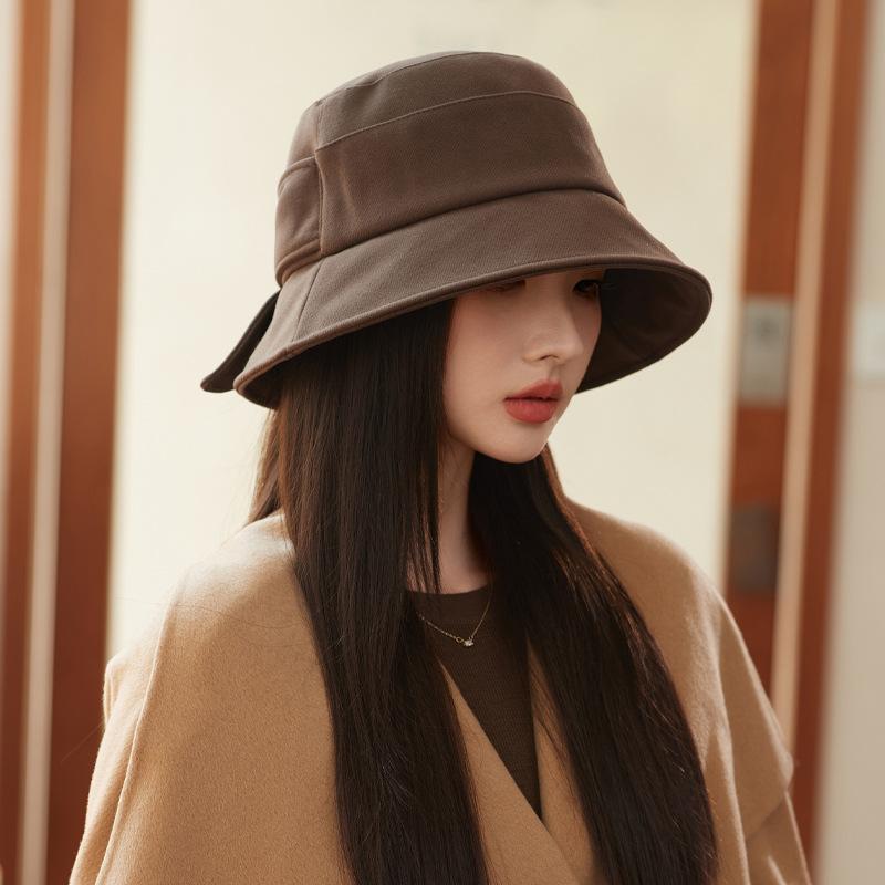 

Lady BrandNew Japanese Versatile Big Head Circumference Showing Face Small Bucket Hat Korean Version Ins Fisherman Hat Trend One Size