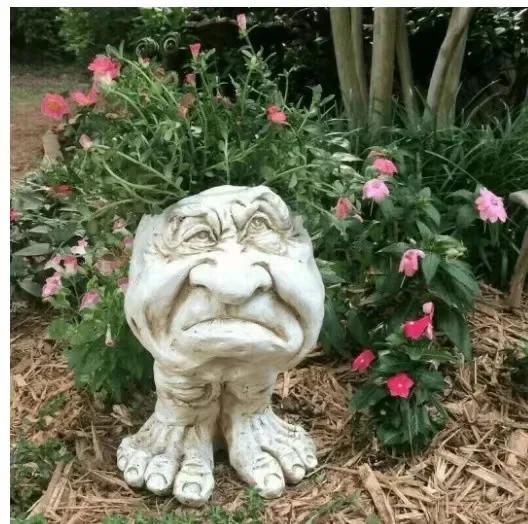 Funny Resin Sculpture In Flower Pot with Funny Expression Garden Supplies