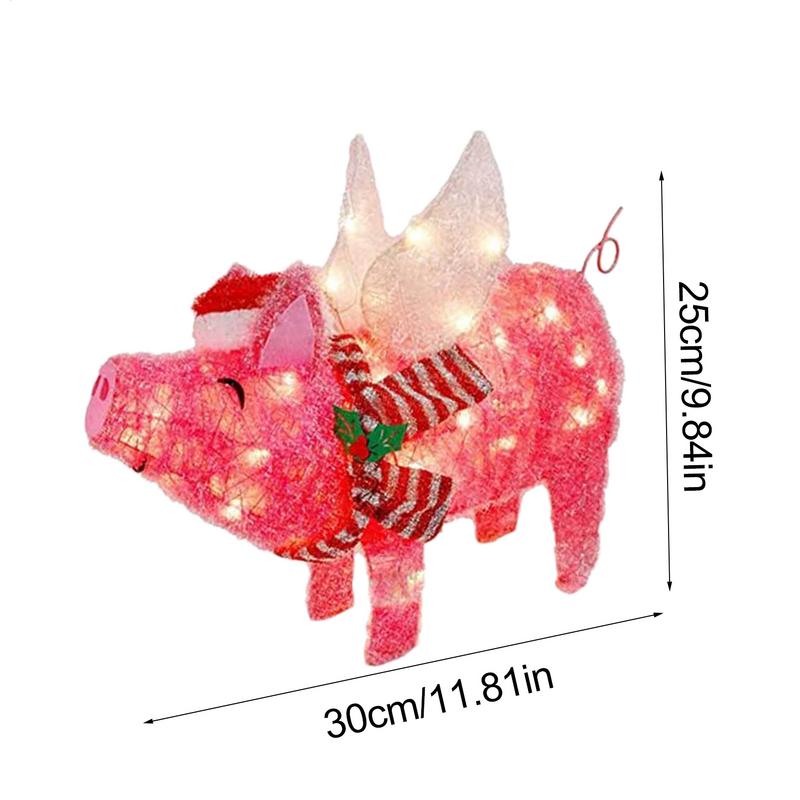Christmas Flying Swine Desk Decor Garden Statue Home Decor Lighted Yard Decorations Christmas Tree Topper 3D Flying Swine