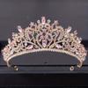 Pink Crystal Tiaras and Crowns Headband for Women Rhinestone Prom Diadem Bridal Wedding Hair Accessories Jewelry Crown Tiara