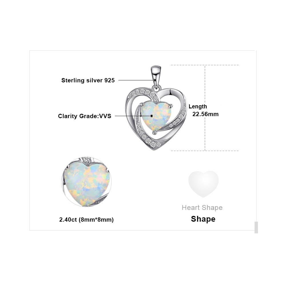 Jewelrypalace Heart Love Created Opal Pendant Necklace Gemstone 925 Sterling Silver Pendant For Women Fashion Jewelry No Chain