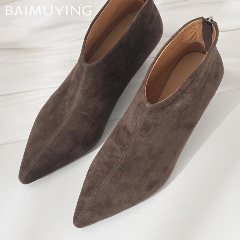 Winter Pointed Toe Women Ankle Boots Designer Elegant Mid Heels Shoes 2025 Trend New Brand Classic Pumps Goth Botas De Mujer