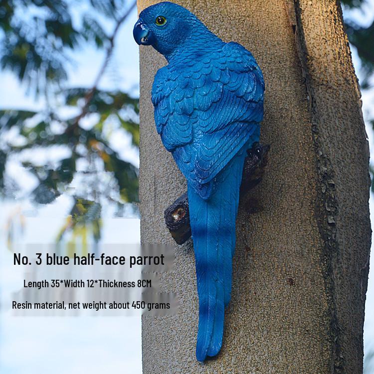 Wall-Mounted Parrot On Tree: Hanging Tree Ornament Bird Model