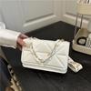 Influencer Women's Quilted Crossbody Bag with Chain and Wide Shoulder Strap